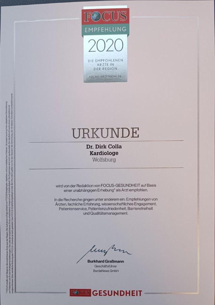 Focus Zertifikat 2020 Kardiologie